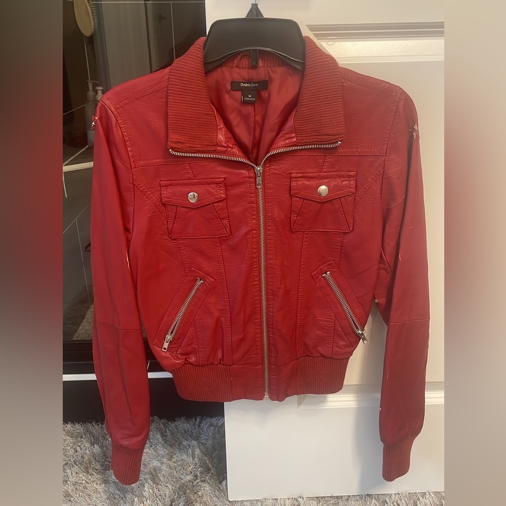 red leather jacket